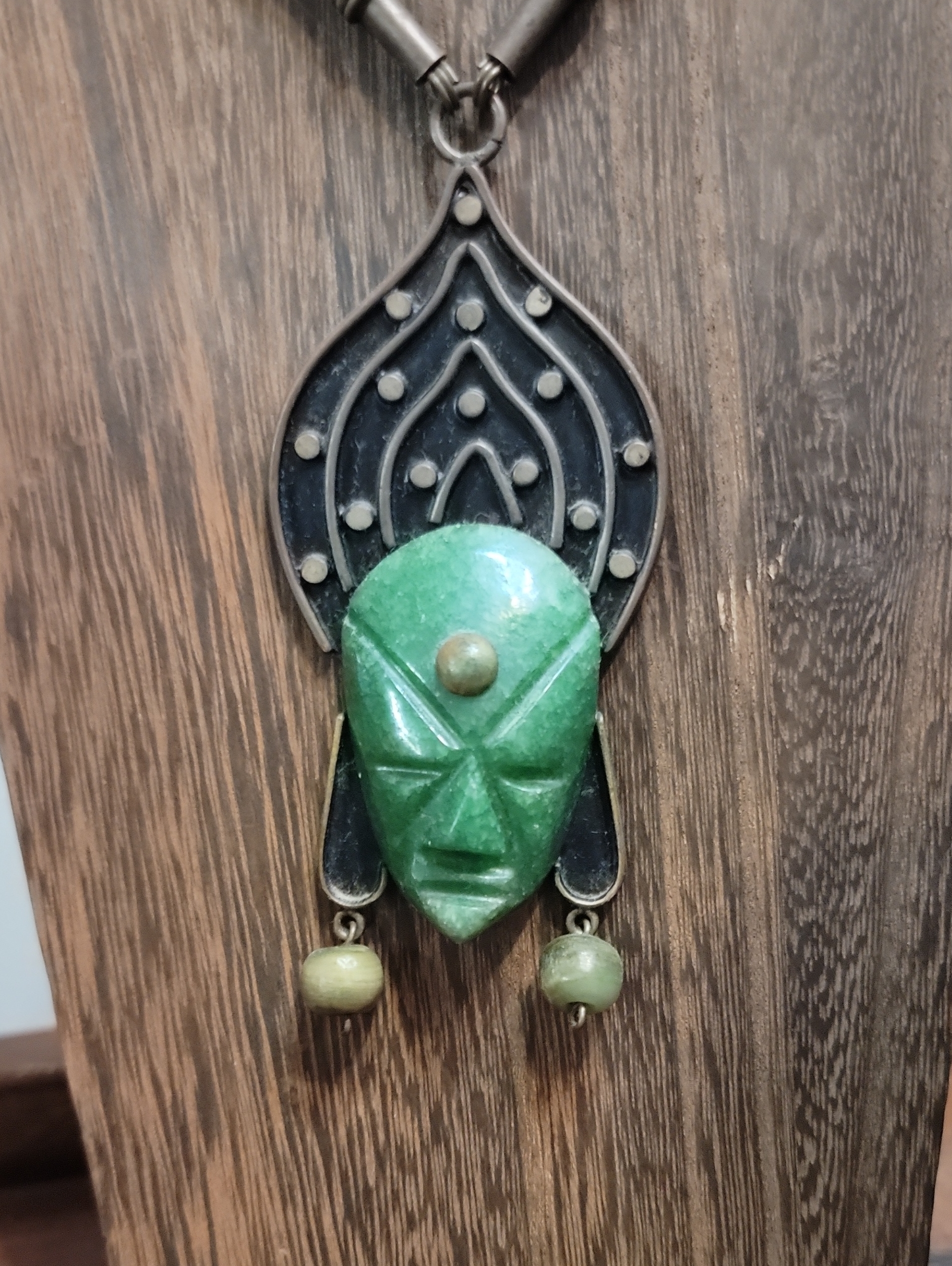 Artisan Green Gemstone Necklace With Bead Drops